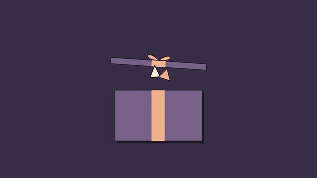 Open gift box with ribbon and bow isolated on a dark background, celebration concept