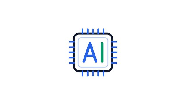 Artificial intelligence chip icon with AI letters on white background
