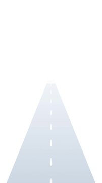 A leading line receding into the distance on a smooth white road, symbolizing a journey towards the future, progress, and open possibilities