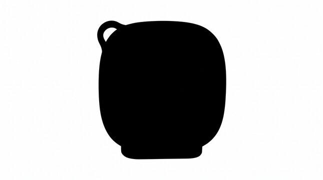 Black silhouette of a small portable ceramic pot with a side handle