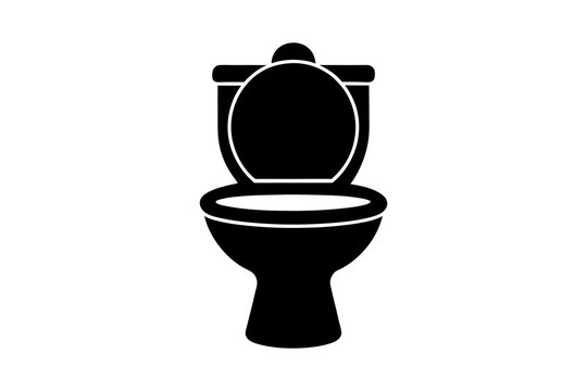 Minimalist black toilet bowl icon vector illustration representing bathroom fixtures and sanitary facilities for interior design