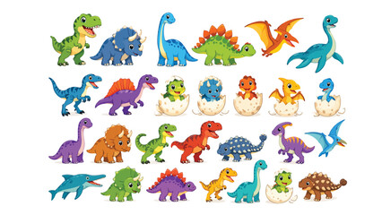 Cute Dinosaur Hatchling Cartoon Set © Sohale