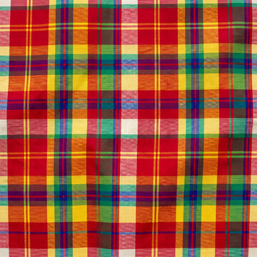 Classic Caribbean madras plaid textile background