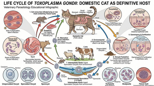 Cycle of Toxoplasma gondii in cat