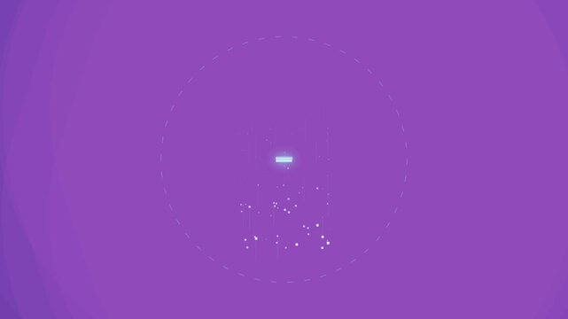 Glowing blue arrow shrinking into digital particles inside circle