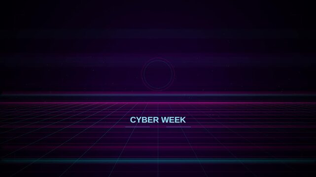 Cyber Week Neon Countdown Motion Background &mdash; Synthwave Glitch Loop