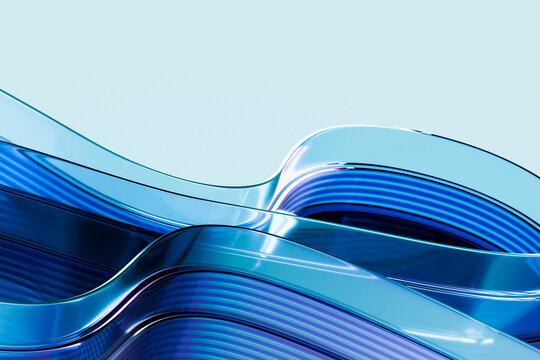 Layered cyan data waves forming a smooth futuristic signal landscape 3D