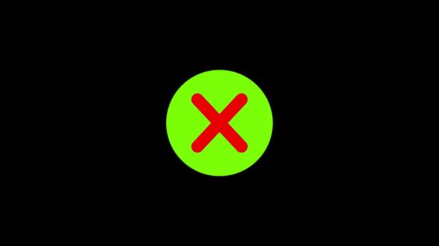 Wrong sign error button concept graphic with green circular frame
