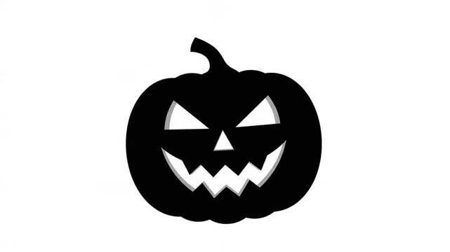 Scary jack o lantern halloween silhouette graphic motion animation video clip with spooky white backdrop