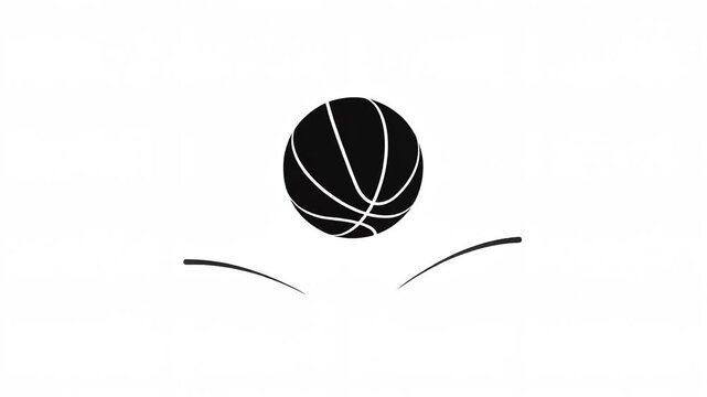 Animated black and white basketball bouncing up and down continuously on white background video footage