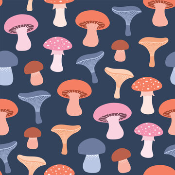 Cute and colorful mushroom seamless pattern