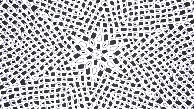 Abstract geometric star pattern with intricate black and white optical illusion mesh texture design