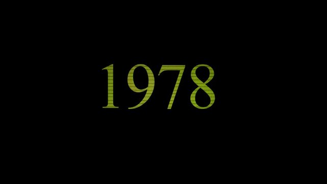 Capture: the year 1978 forms on a dark screen with a blinking cursor, simulating an authentic retro CRT monitor experience. It captures a nostalgic, historical feel.
