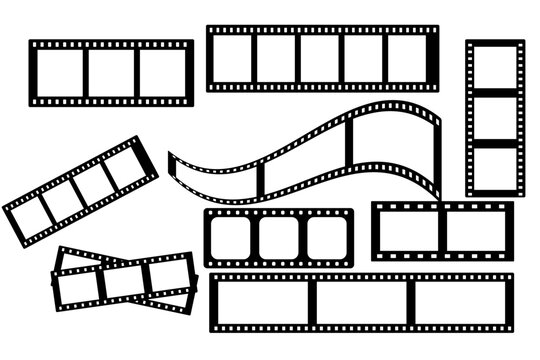 Film Strip Vector Set, Cinematic Movie Reel Frames, Editable Filmstrip Collection, Photography and Video Production Elements, Cinema Storytelling Frames, Retro Film Borders and Motion Picture Design A