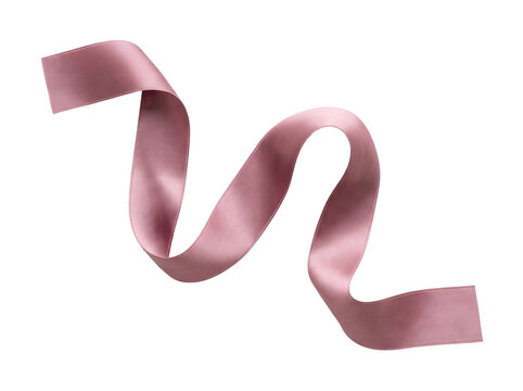 Pink silk ribbon with a flowing S-curve shape on a black background, featuring an elegant satin texture for luxury gift packaging, wedding stationery, and cosmetic branding design.