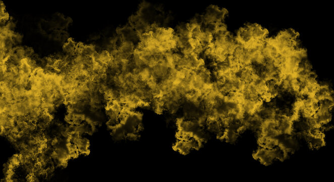 Golden smoke plumes billowing across a deep black background creating an abstract digital illustration with dramatic lighting effects and rich atmospheric textures for modern creative projects