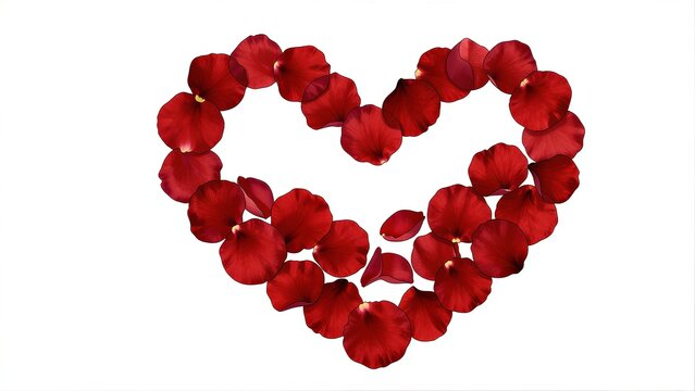 Red petals form a heart, with the word love elegantly centered inside.