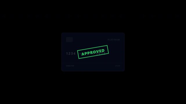 Credit card payment approved with green verification stamp on transparent background