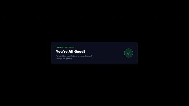 Digital checkout successful notification pop up badge with alpha channel