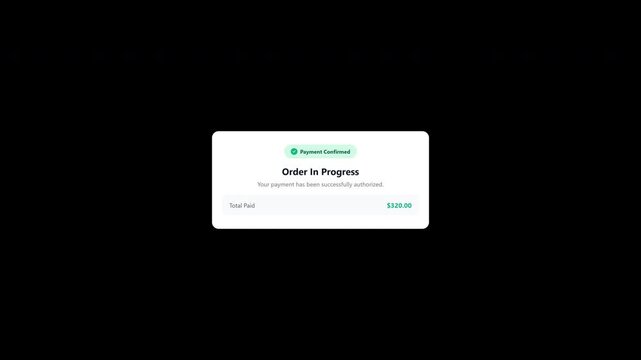 Digital order in progress and payment confirmed notification with alpha channel