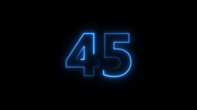Abstract beautiful purple neon business counting number 45 icon conceptual background 4k animation.