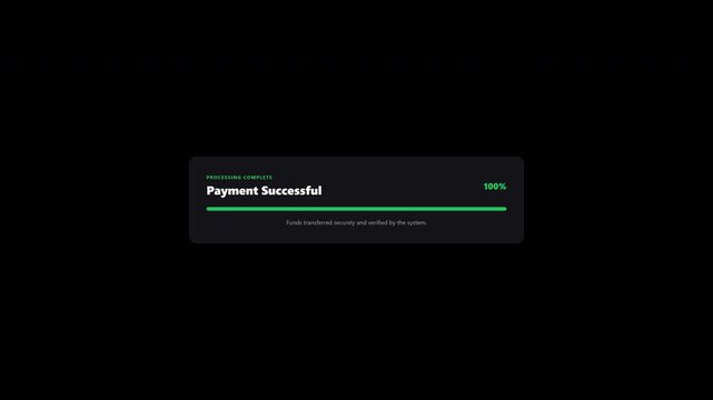 Digital payment successful notification popup overlay with transparent background
