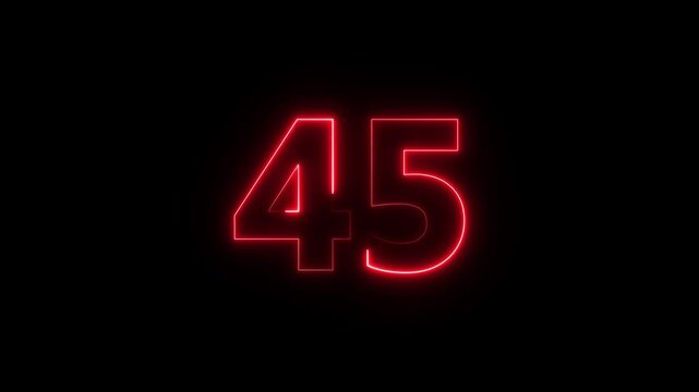 Abstract beautiful purple neon business counting number 45 icon conceptual background 4k animation.