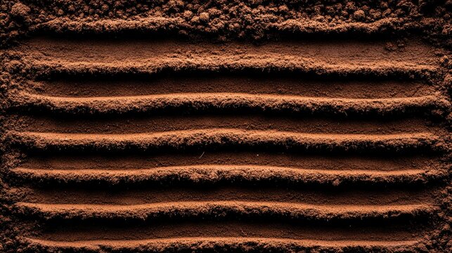 Brown soil with parallel ridges texture background