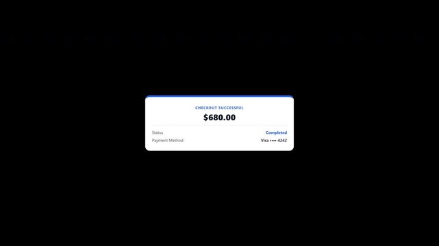 Online payment checkout successful receipt notification on transparent background