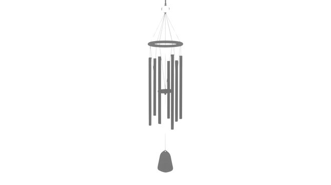 Wind chimes hanging ornament isolated on transparent background for home decor and garden sound design