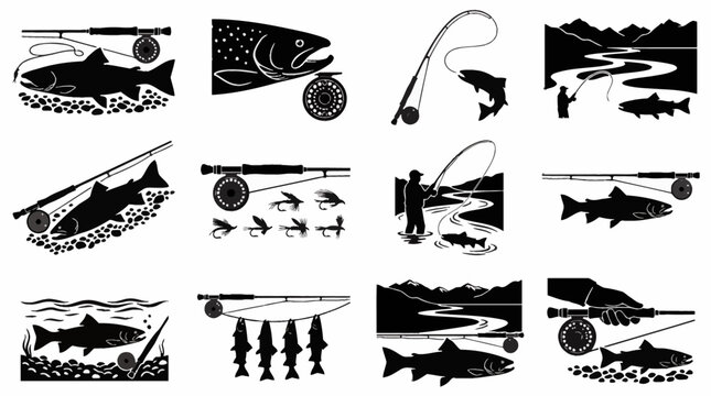Vector illustration of a female Dolly Varden trout, Salvelinus malma, shown in profile with characteristic spotting and fins, isolated on white background for fishing and wildlife design.