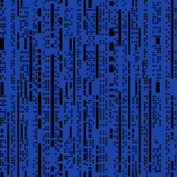 Abstract seamless digital matrix code pattern with vertical black lines and dots