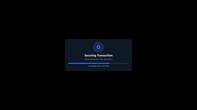 Securing transaction interface with progress bar on transparent background