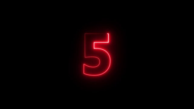 neon 5 number icon with a bright, glowing effect, smoothly transitioning between colors.