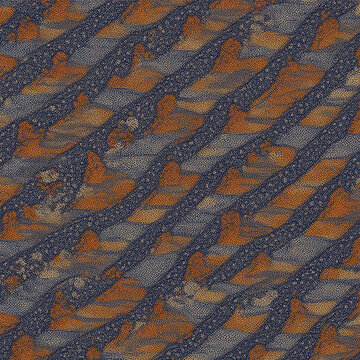 Seamless Indonesian batik parang klitik fine diagonal wave pattern in deep navy and cream