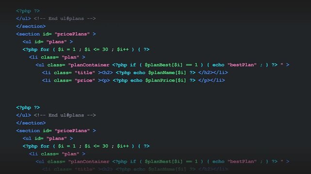 Animated Programming Software Development Source Code Typing Script Animation Format Motion Graphic Loop Featuring Modern Technology Elements for Digital Presentations #35
