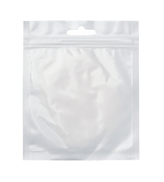 Front view of empty blank plastic  ziplock bag