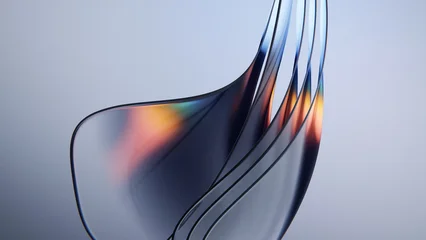 Flowing dark glass sculpture with soft colorful reflections © Photocreo Bednarek
