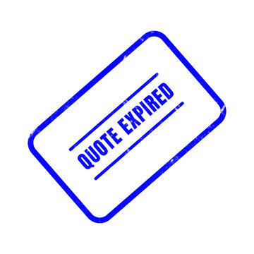 A clear illustration of a rectangular blue rubber stamp displaying the text quote expired on a plain white background for business and official use