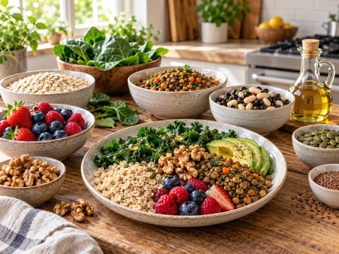 healthy foods support ldl cholesterol reduction on a table