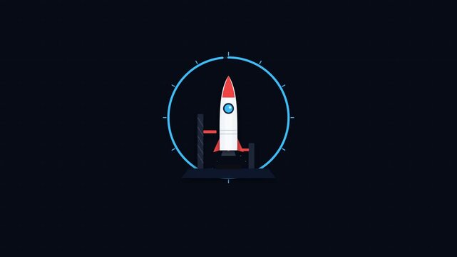 Animated Rocket Launch Countdown on Digital Display, Panning Shot of Spacecraft Preparing for Ascent, Symbolizing Innovation, Exploration, and Future Growth