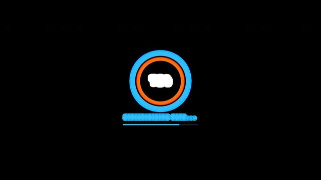 Futuristic circular loading progress bar with percentage indicator on transparent background