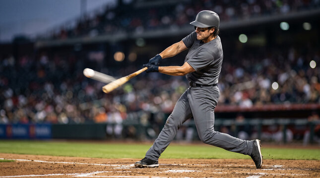 Baseball player hitting a home run during MLB World Series game  