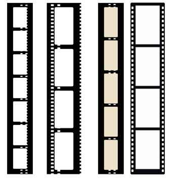 Set of Film Strip and Negative Frame Vector Illustrations, Editable Cinematic Reel Frames, Photography Film Borders, Movie Production Elements, Retro Cinema Templates, Analog Photography Design Graphi