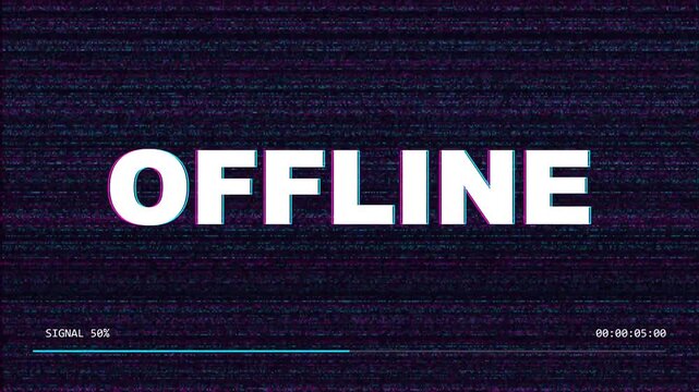 Digital glitch background with offline text and signal noise