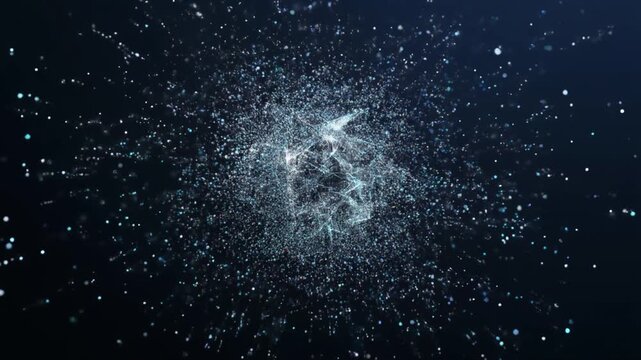Abstract cosmic particle explosion with glowing stardust particles creating a dynamic digital universe effect