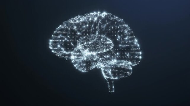 Digital human brain network illustration showcasing artificial intelligence, neural pathways, and deep learning concepts on dark background