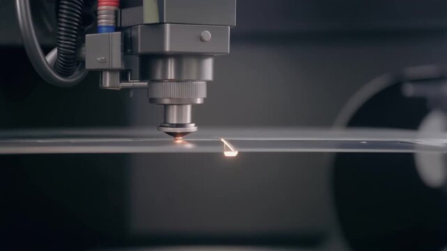 High-precision industrial laser cutting machine in operation cutting sheet metal in a modern manufacturing factory