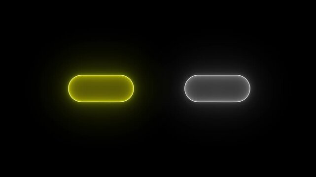 Blank Neon Glowing Option Buttons Animation with Hand Cursor Click on Black Background.