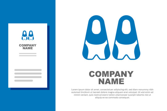 Blue Rubber flippers for swimming icon isolated on white background. Diving equipment. Extreme sport. Diving underwater equipment. Logo design template element. Vector
